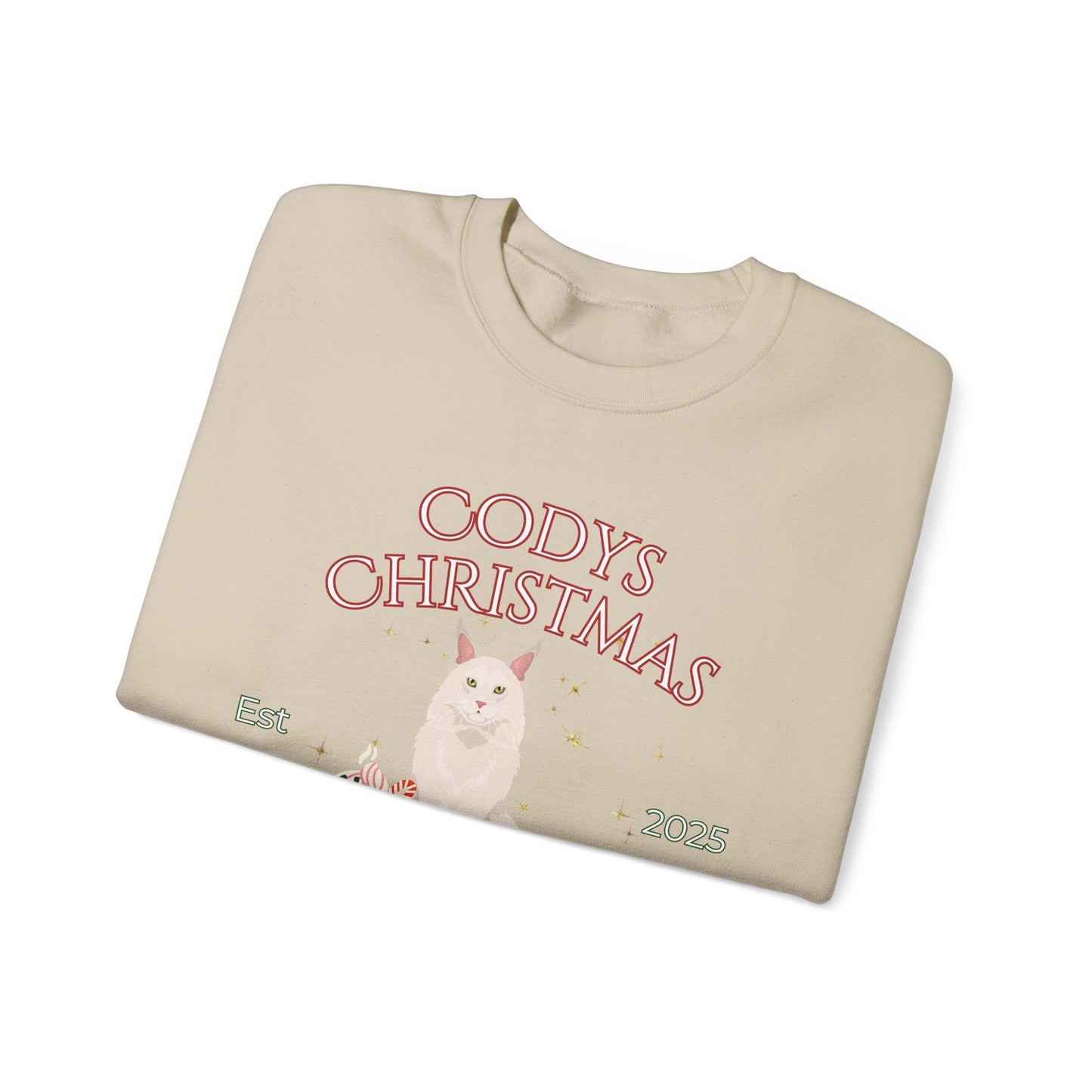 Maine Coon Cat Christmas Social Club Unisex Heavy Blend Crewneck Sweatshirt Custom Name