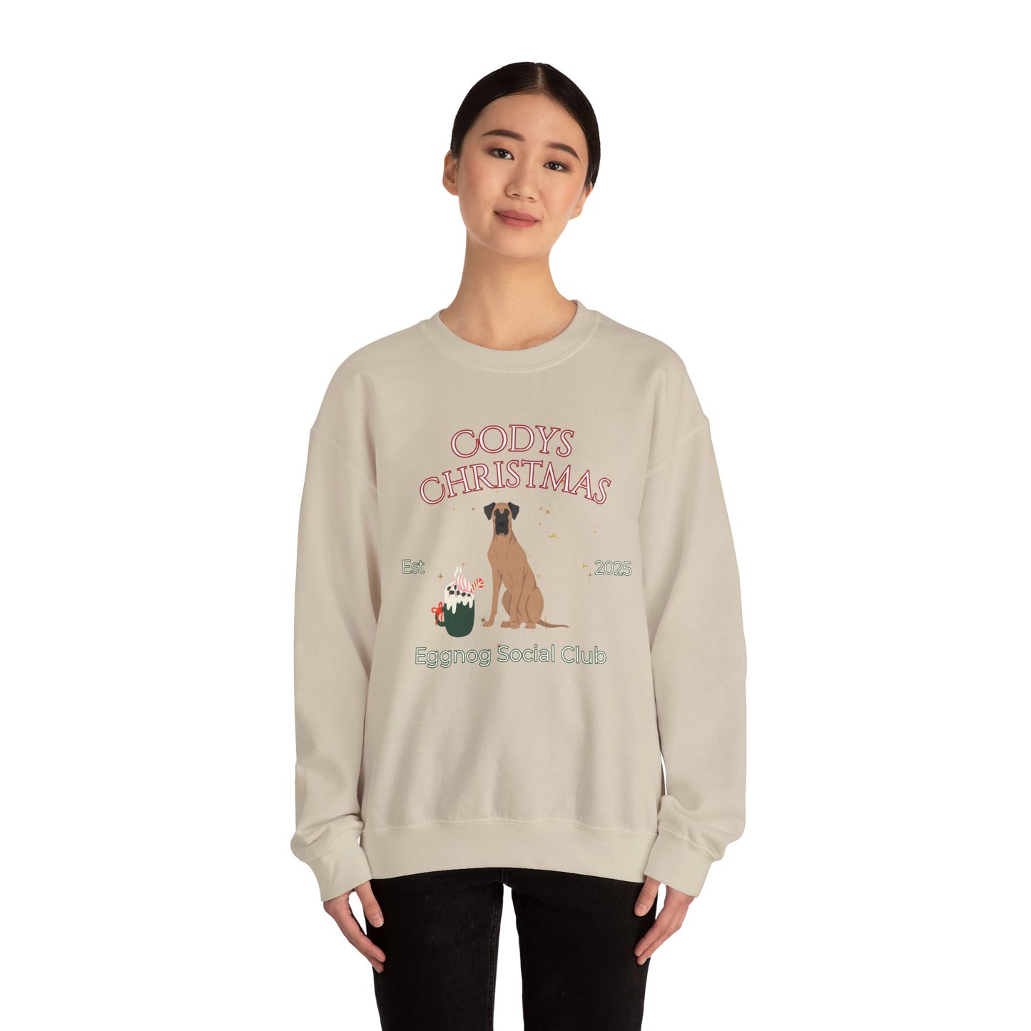 Great Dane Dog Christmas Social Club Unisex Heavy Blend Crewneck Sweatshirt Custom Name