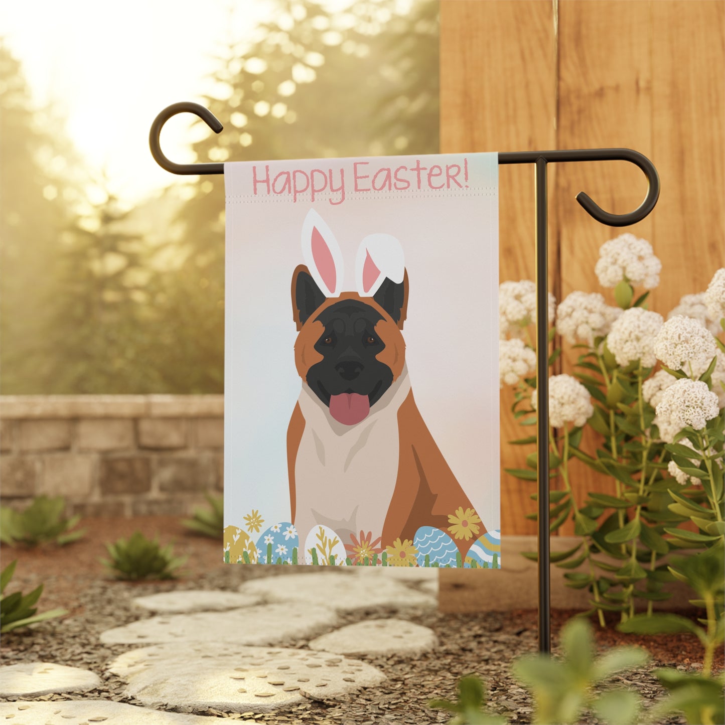 American Akita Dog Happy Easter Garden Flag