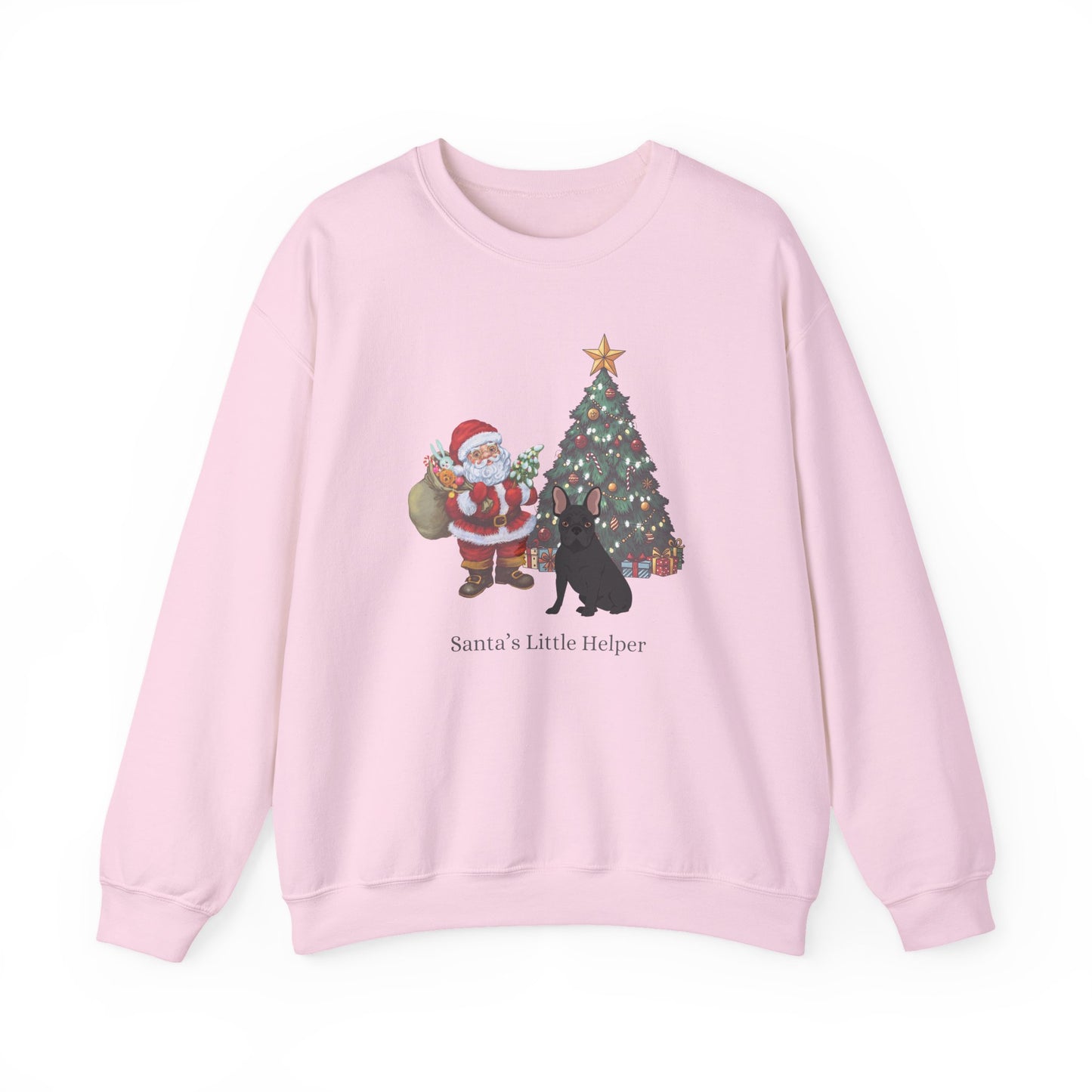 French Bulldog Dog Santa's Little Helper Unisex Heavy Blend Crewneck Sweatshirt