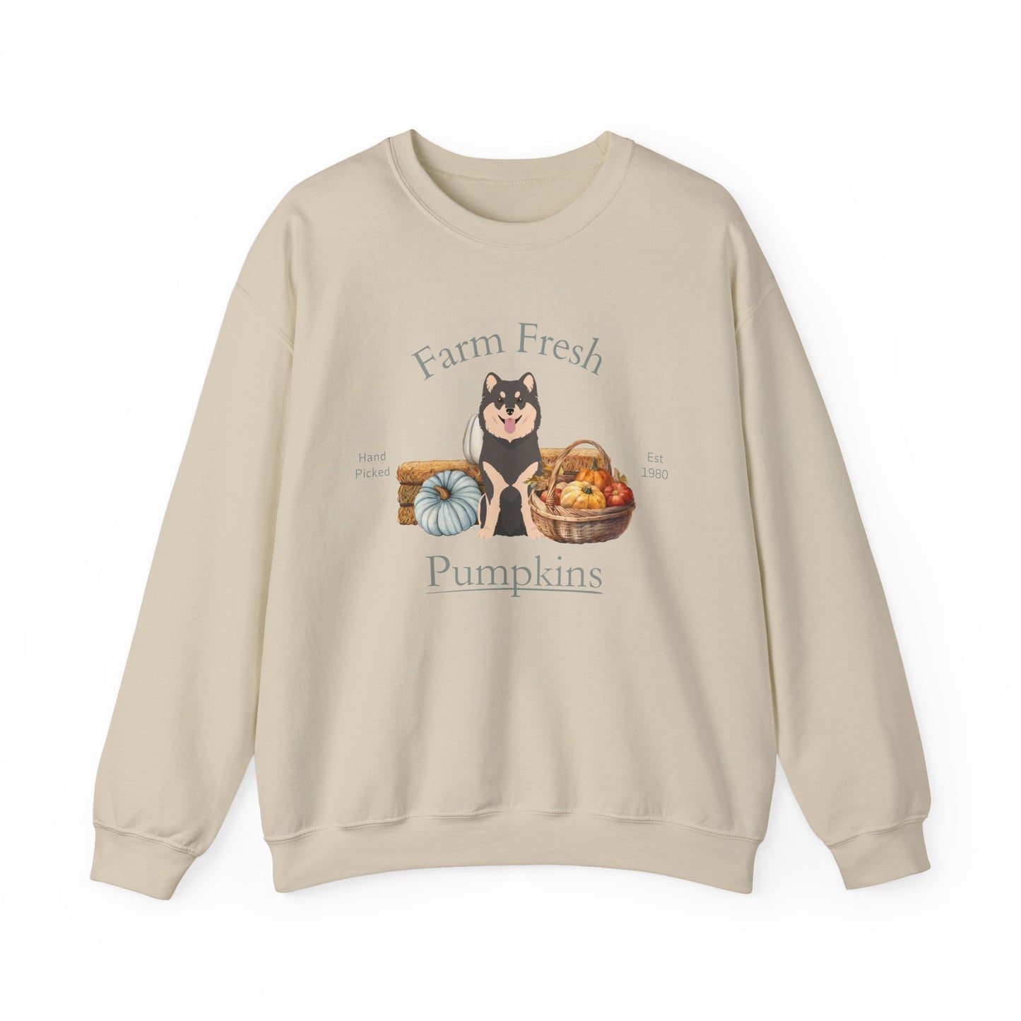 Finnish Lapphund Dog Fall Farm Fresh Unisex Heavy Blend Crewneck Sweatshirt