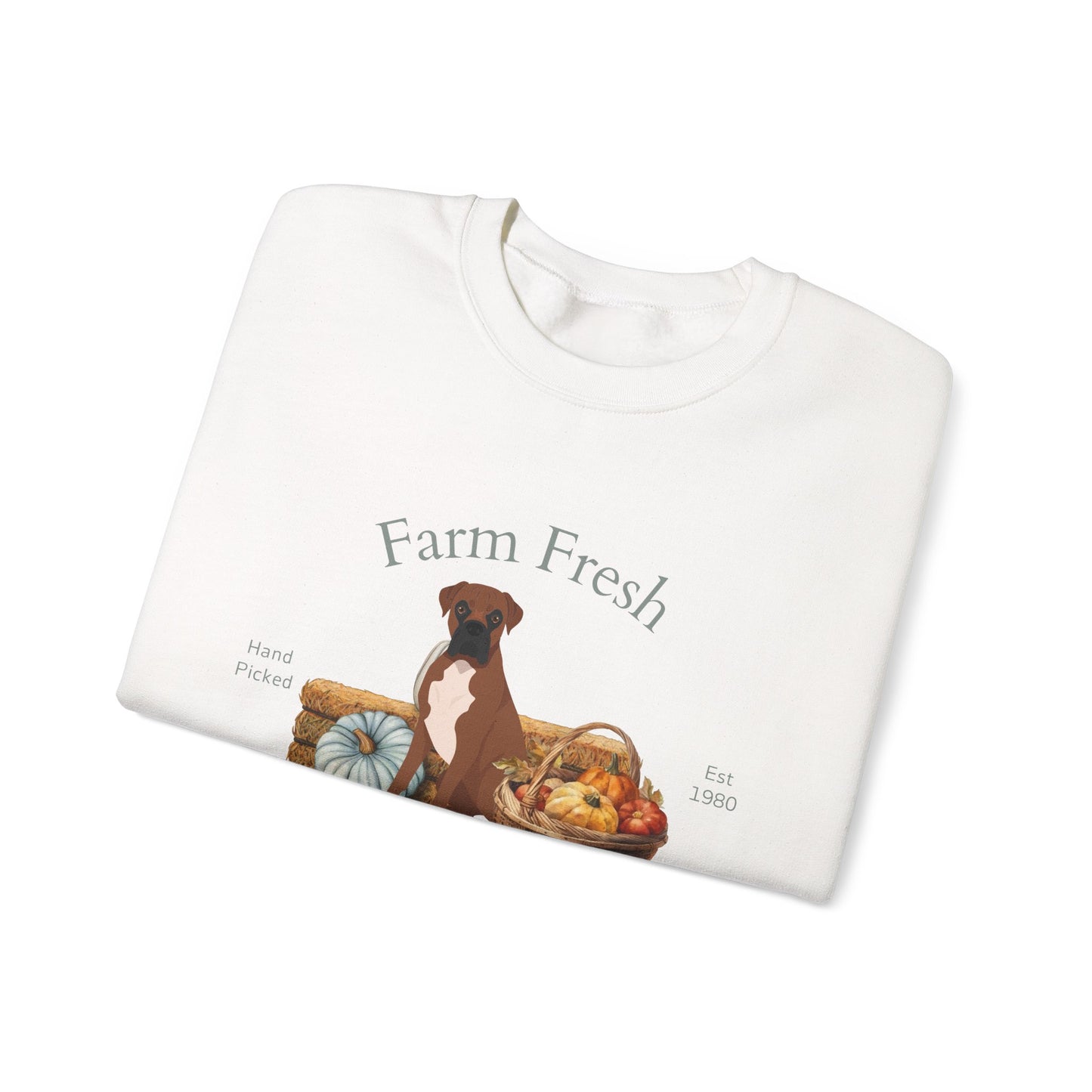 Boxer Dog Fall Farm Fresh Unisex Heavy Blend Crewneck Sweatshirt