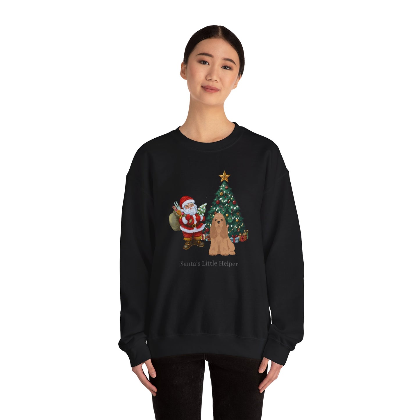 Cocker Spaniel Dog Santa's Little Helper Unisex Heavy Blend Crewneck Sweatshirt