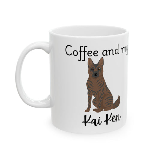 Coffee and My Kai Ken Ceramic Mug | Dog Lover Gift, Pet Owner Cup, Cute Mug for Dog Moms, Funny Mug for Coffee Lovers