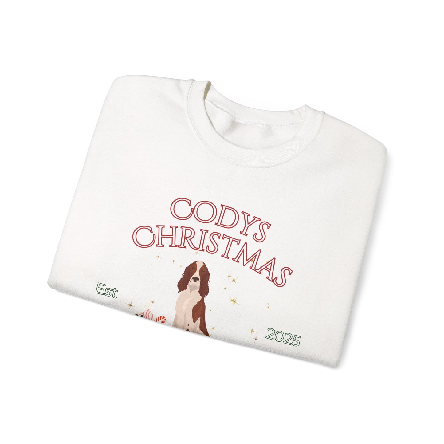 Irish Red and White Setter Dog Christmas Social Club Unisex Heavy Blend Crewneck Sweatshirt Custom Name