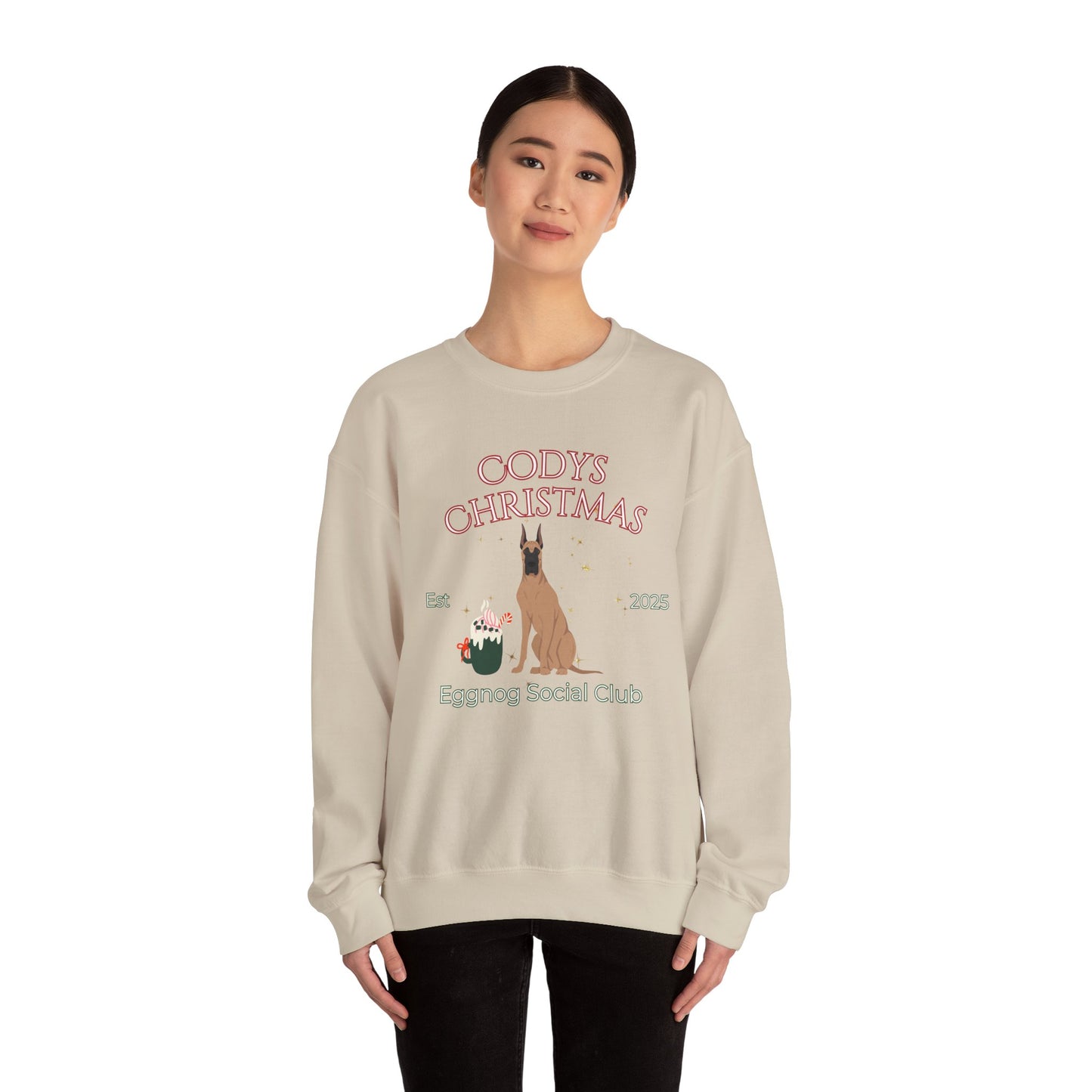 Great Dane Dog Christmas Social Club Unisex Heavy Blend Crewneck Sweatshirt Custom Name