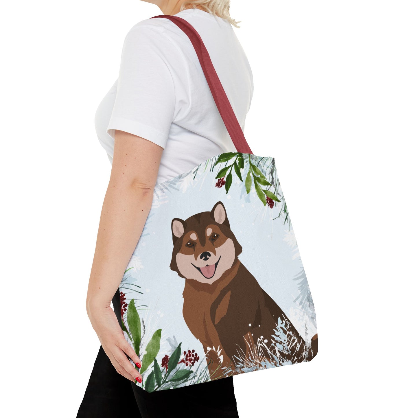 Hokkaido Dog Christmas Holiday Tote Bag 16x16