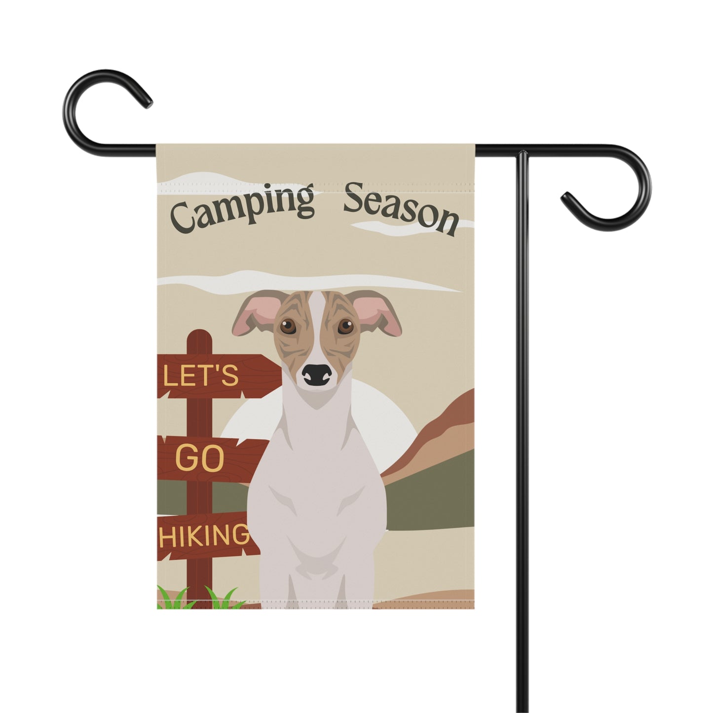 Whippet Dog Camping Garden Flag