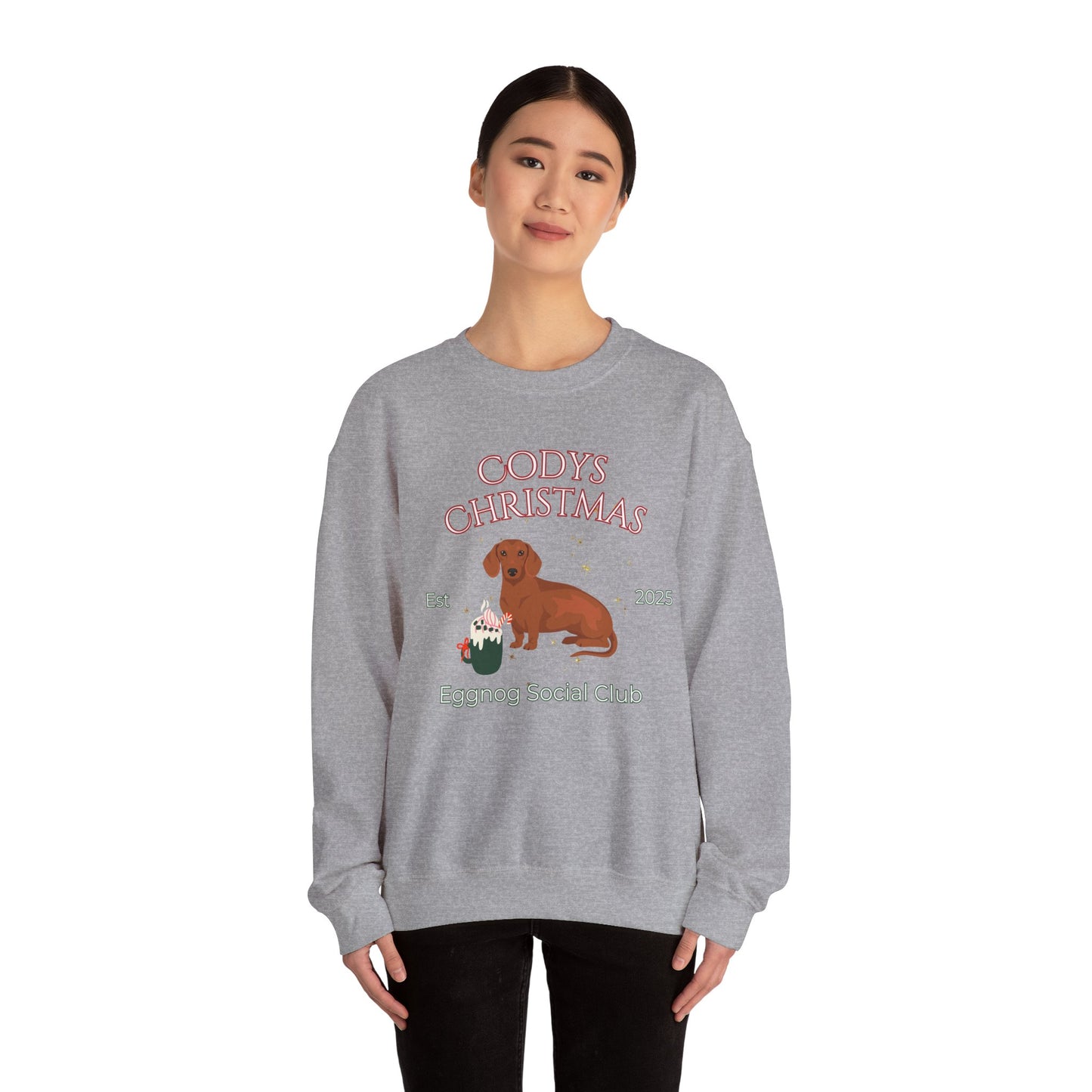 Dachshund Dog Christmas Social Club Unisex Heavy Blend Crewneck Sweatshirt Custom Name