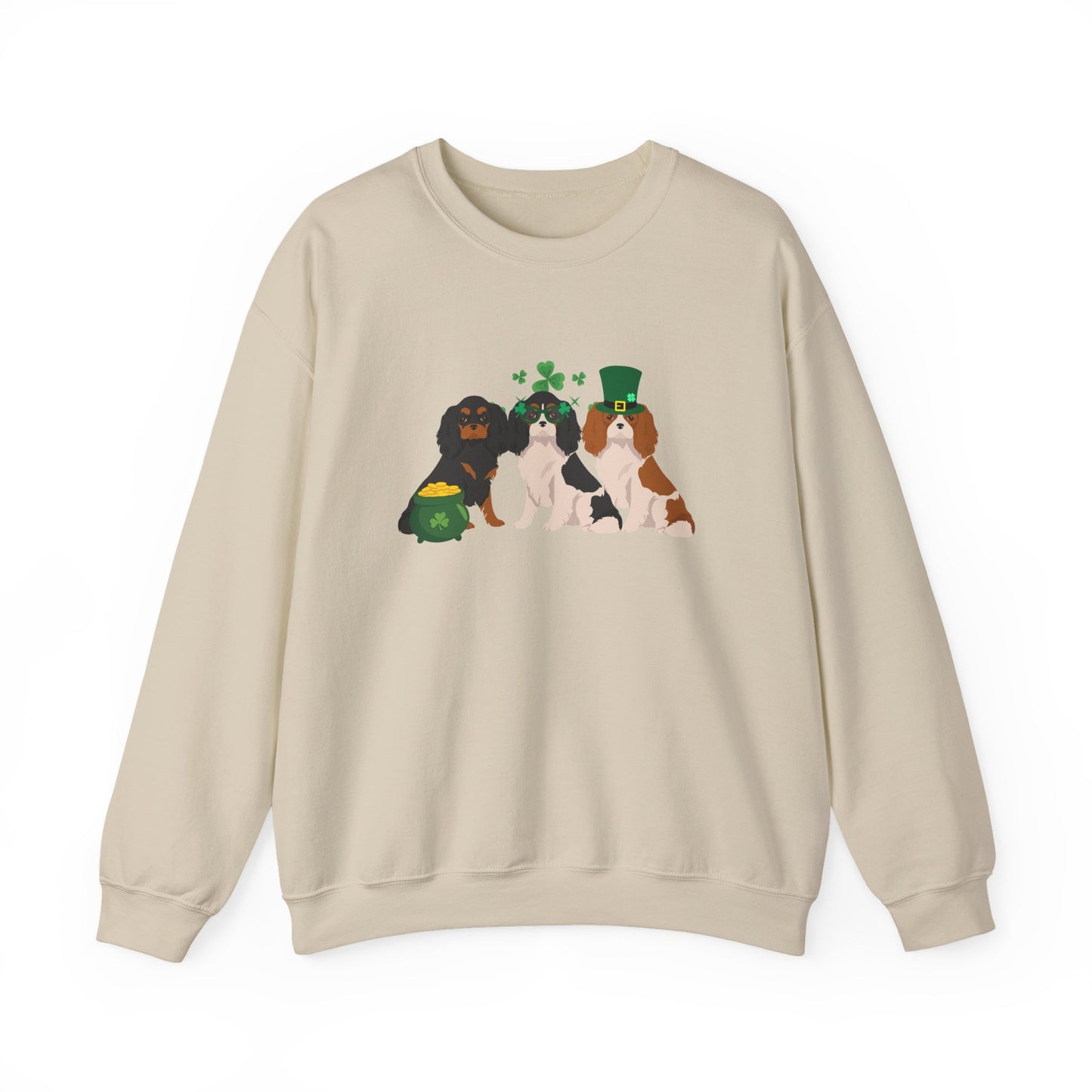 Cavalier King Charles Spaniel Dog St Patricks Day Unisex Heavy Blend Crewneck Sweatshirt, St Pattys day, Cute Dog Mom Gift