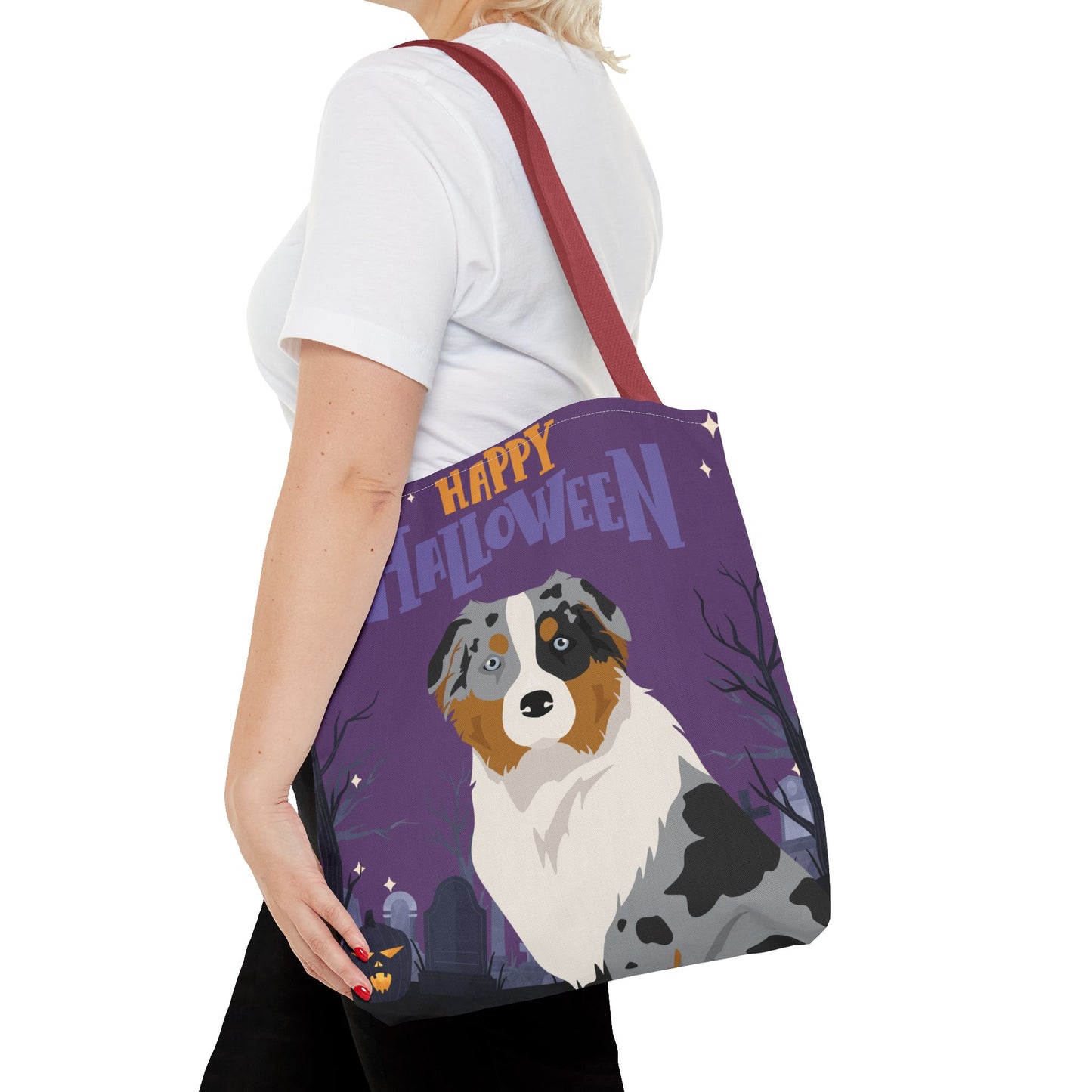 Australian Shepherd Dog Happy Halloween Tote Bag 16x16