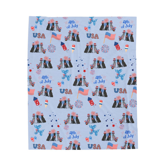 Cane Corso Dog 4th of July Velveteen Plush Blanket. Holiday Blanket. USA