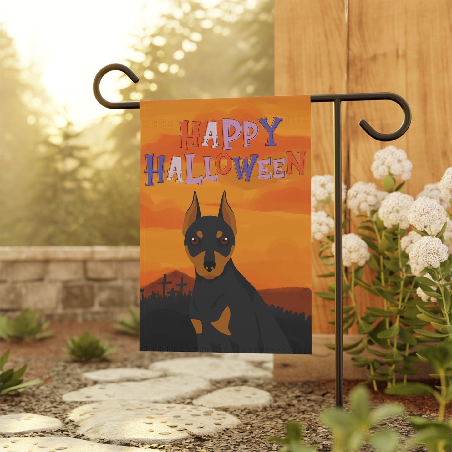 Miniature Pinscher  Dog Halloween Garden Flag