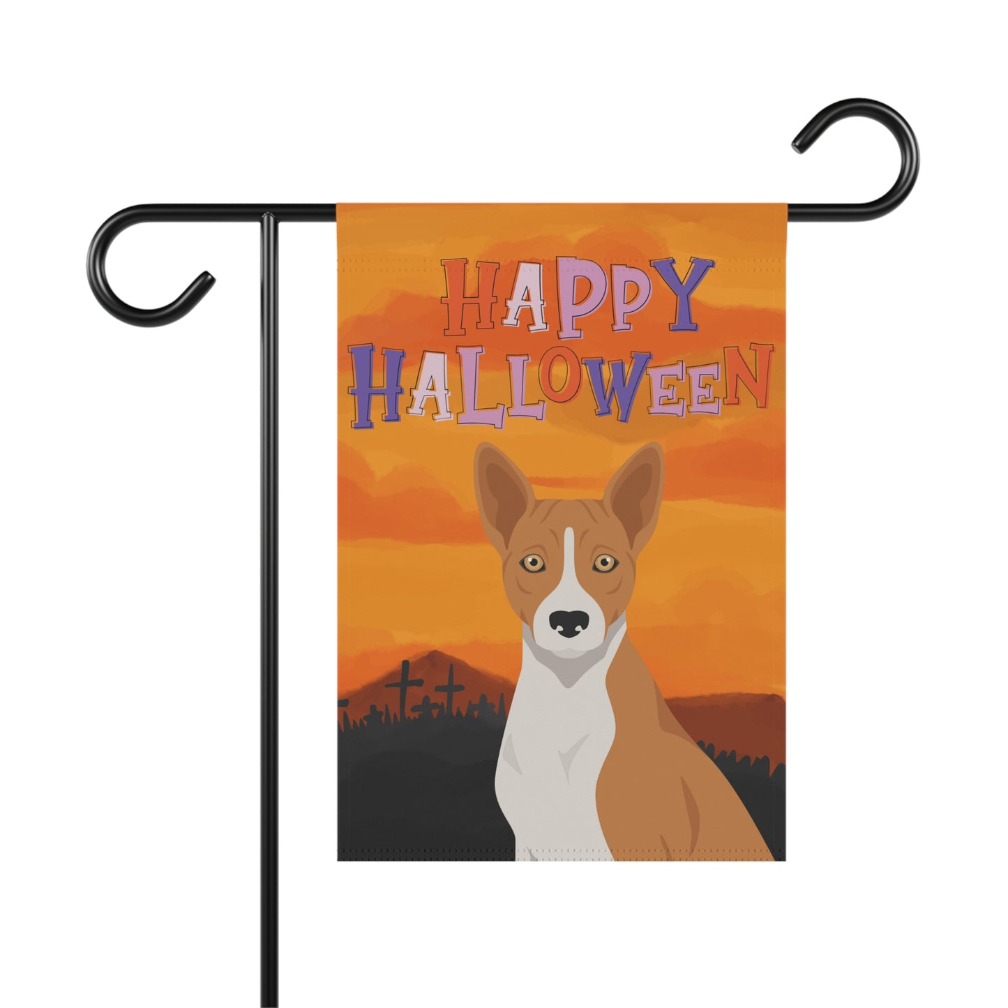 Basenji Dog Halloween Garden Flag