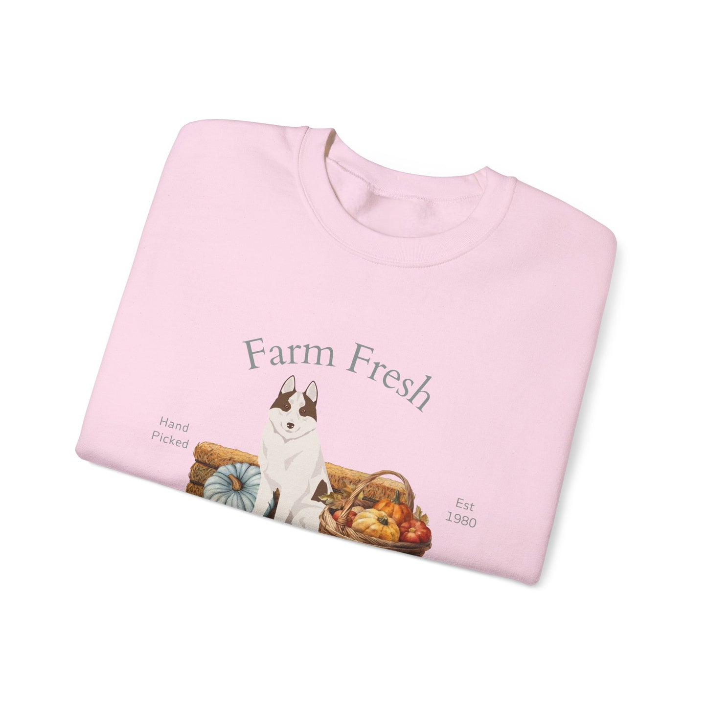 Siberian Husky Dog Fall Farm Fresh Unisex Heavy Blend Crewneck Sweatshirt