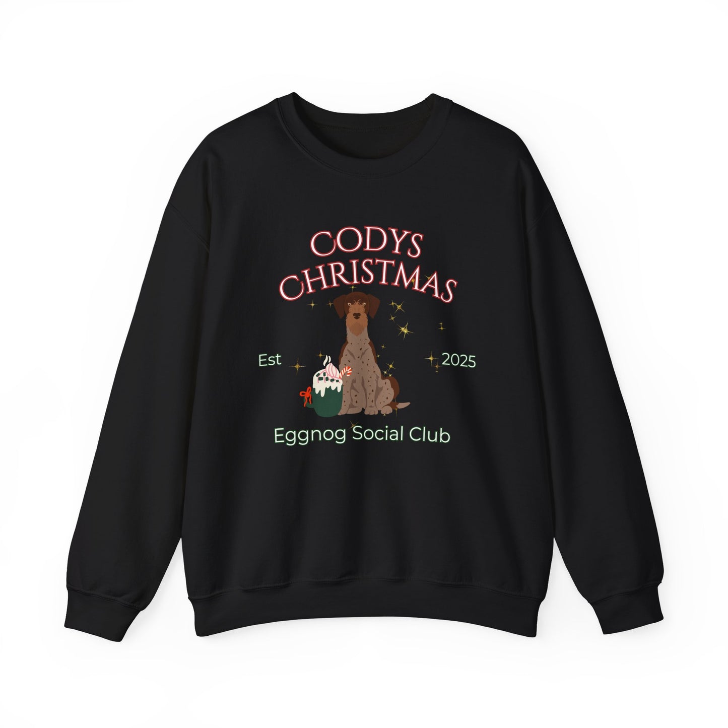 German Wire Haired Pointer Dog Christmas Social Club Unisex Heavy Blend Crewneck Sweatshirt Custom Name