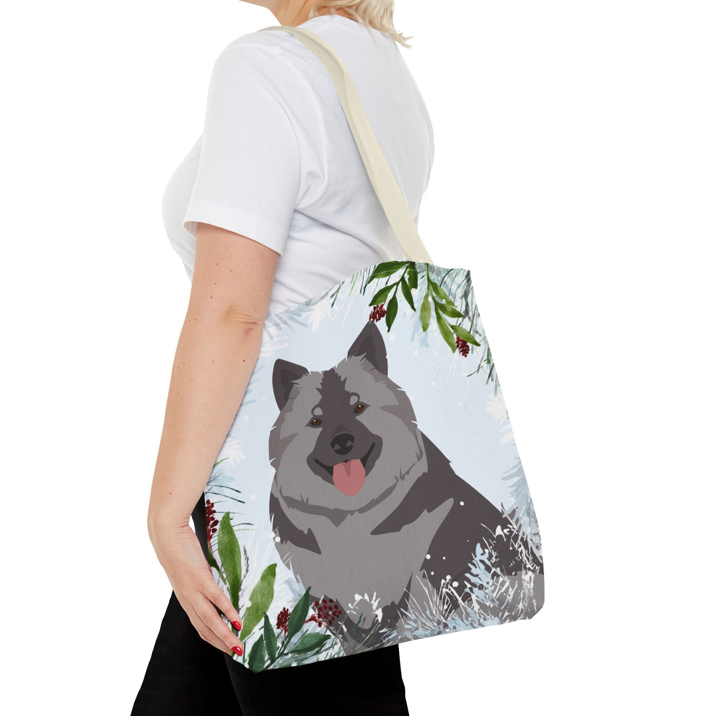 Keeshond Dog Christmas Holiday Tote Bag 16x16