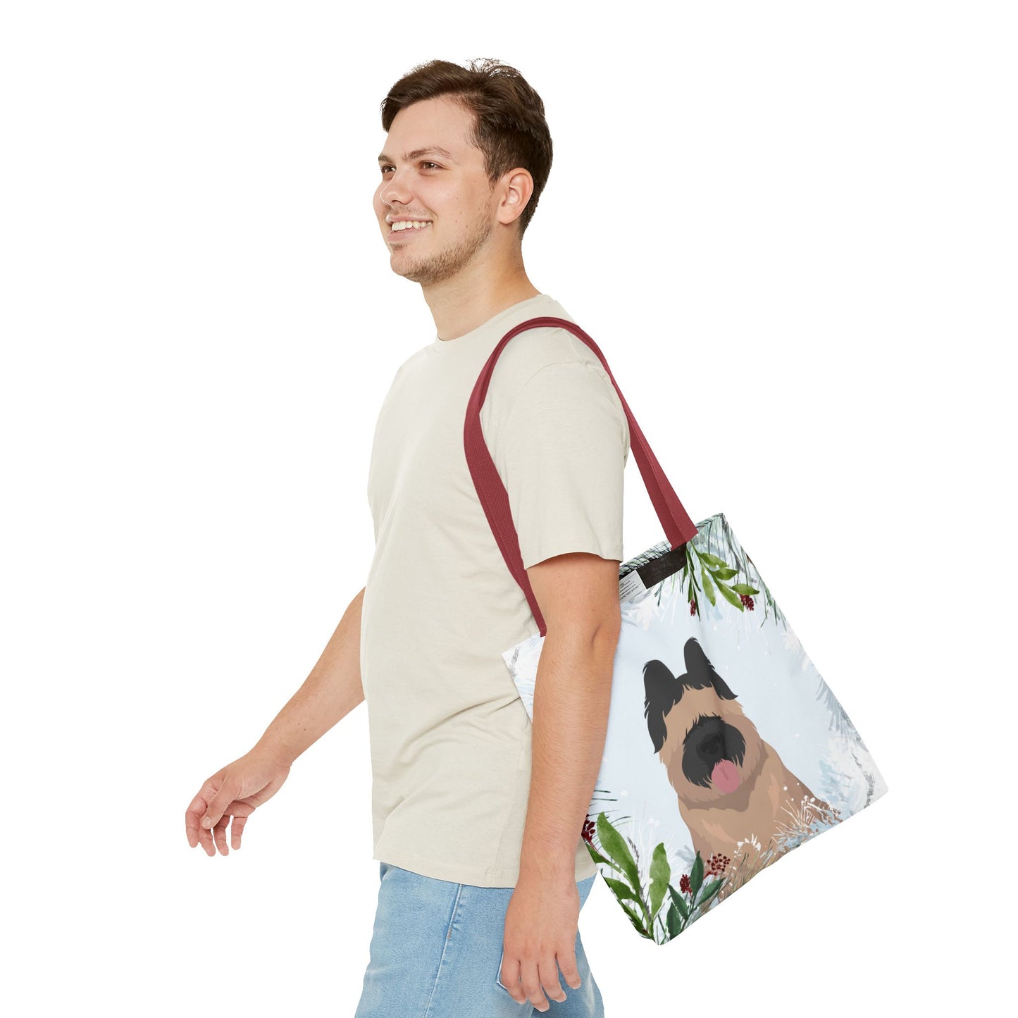 Briard Dog Christmas Holiday Tote Bag 16x16