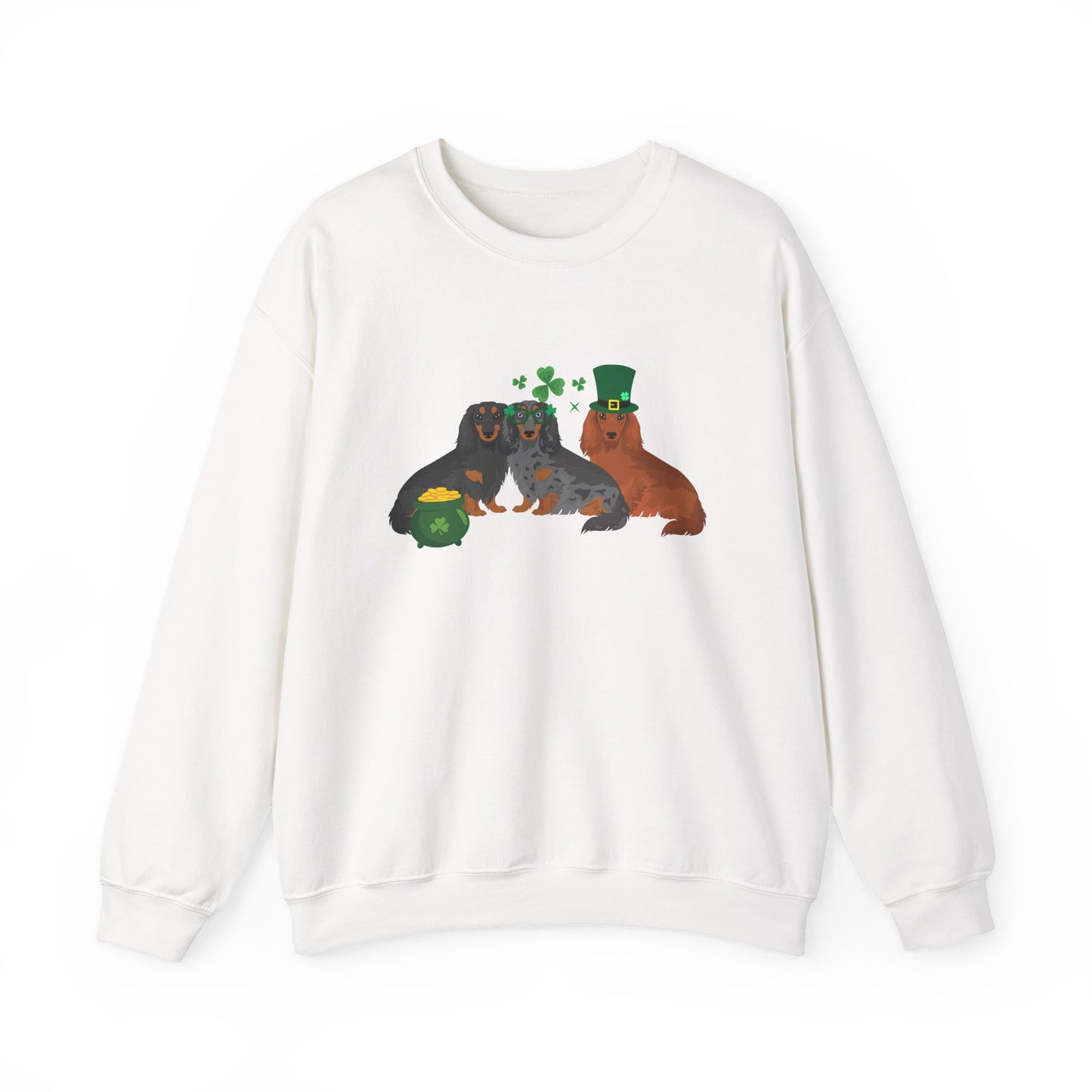 Dachshund Dog St Patricks Day Unisex Heavy Blend Crewneck Sweatshirt, St Pattys day, Cute Dog Mom Gift