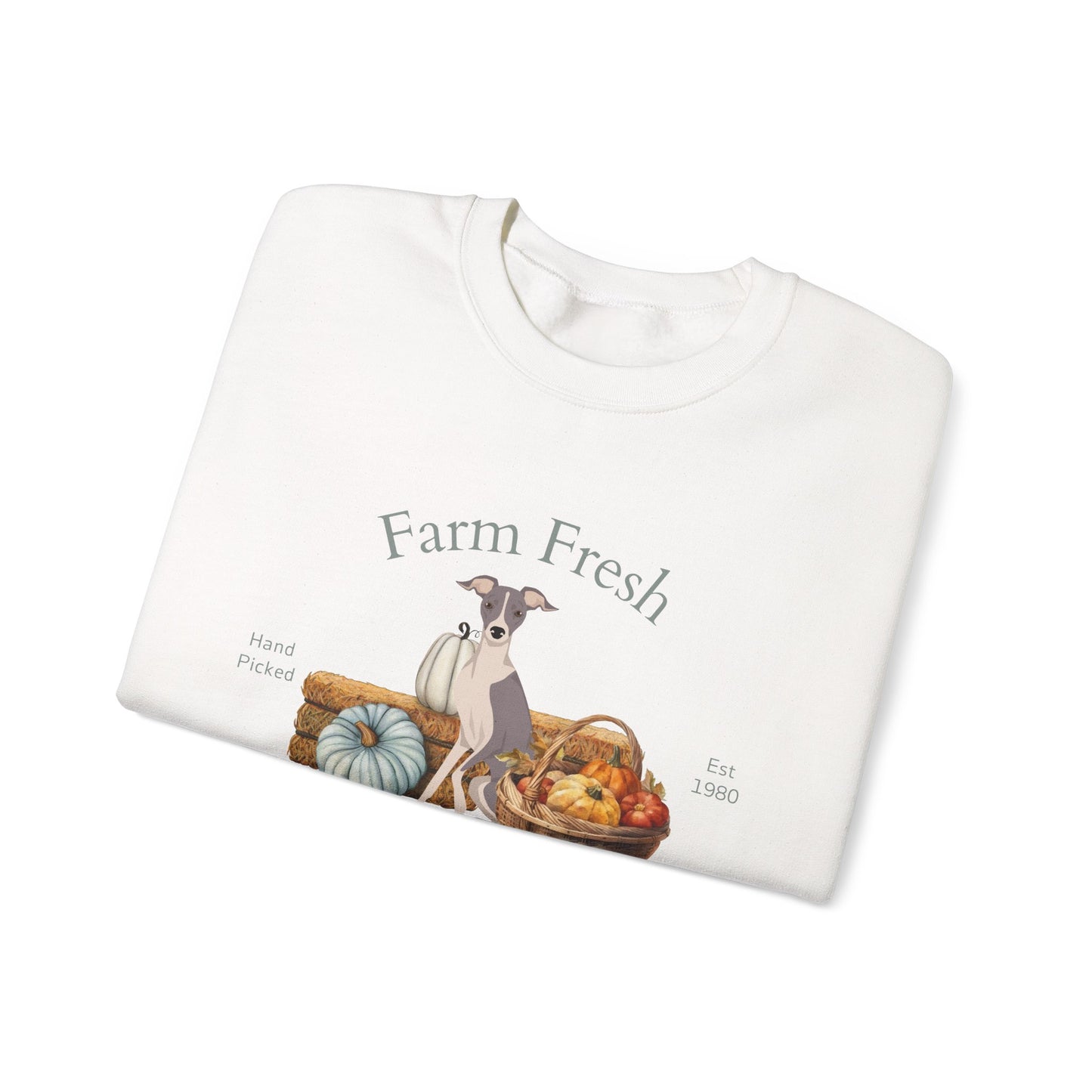 Italian Greyhound Dog Fall Farm Fresh Unisex Heavy Blend Crewneck Sweatshirt