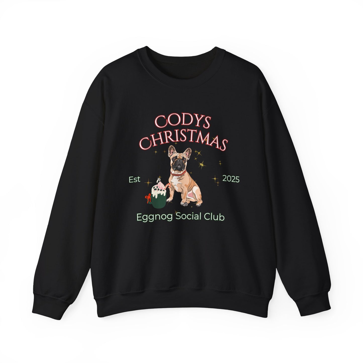 French Bulldog Dog Christmas Social Club Unisex Heavy Blend Crewneck Sweatshirt Custom Name