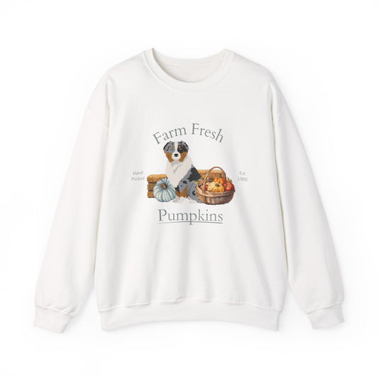 Australian Shepherd Dog Fall Farm Fresh Unisex Heavy Blend Crewneck Sweatshirt