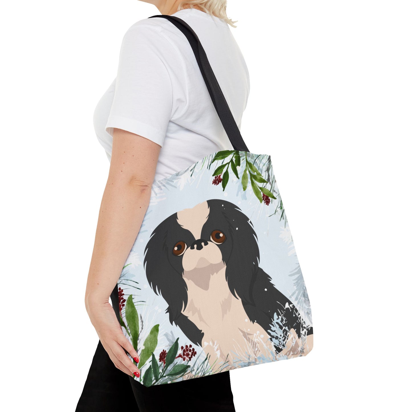 Japanese Chin Dog Christmas Holiday Tote Bag 16x16
