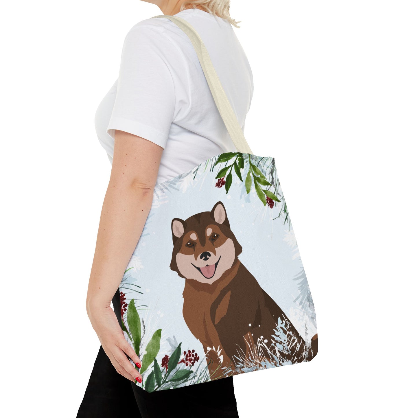 Hokkaido Dog Christmas Holiday Tote Bag 16x16