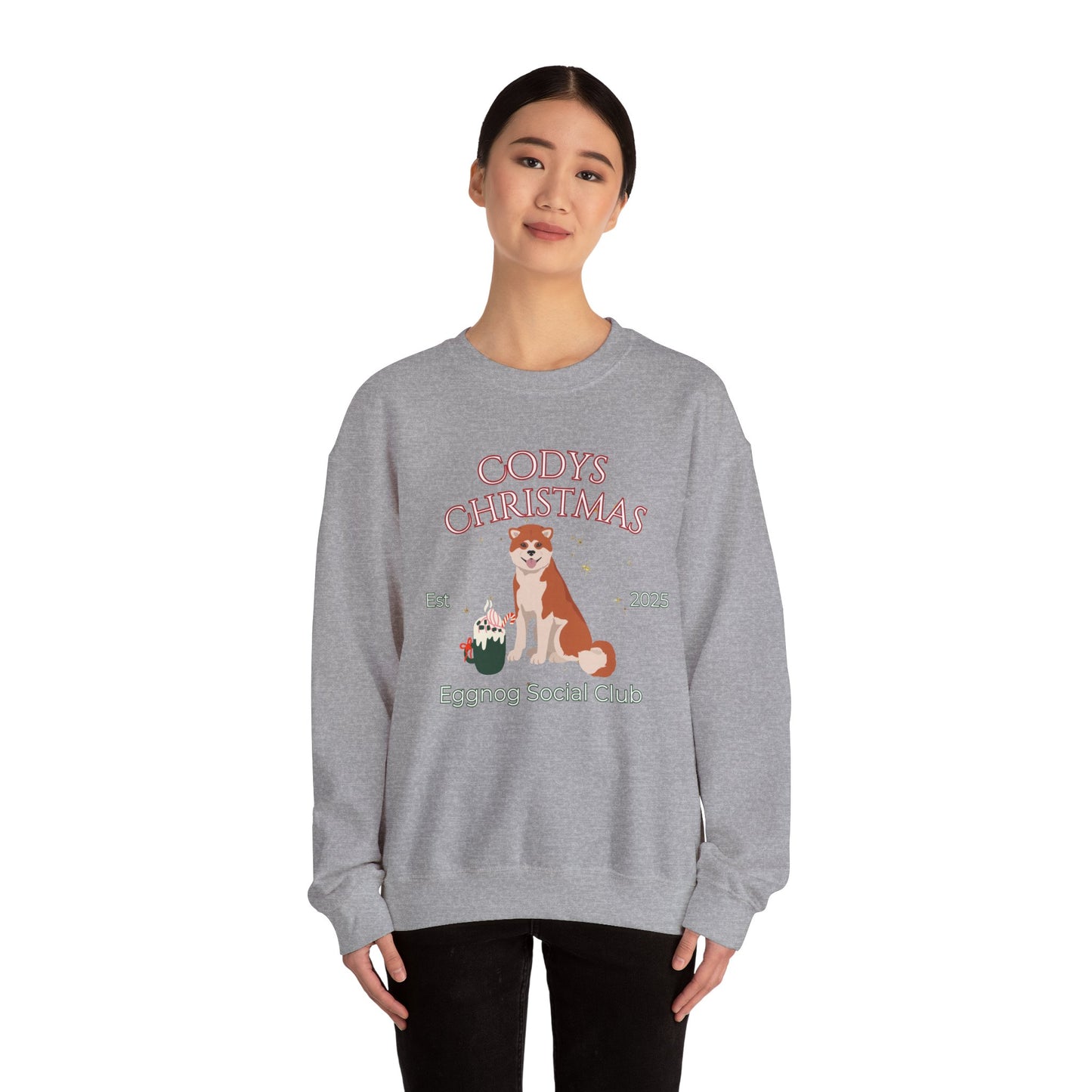 Japanese Akita Dog Christmas Social Club Unisex Heavy Blend Crewneck Sweatshirt Custom Name