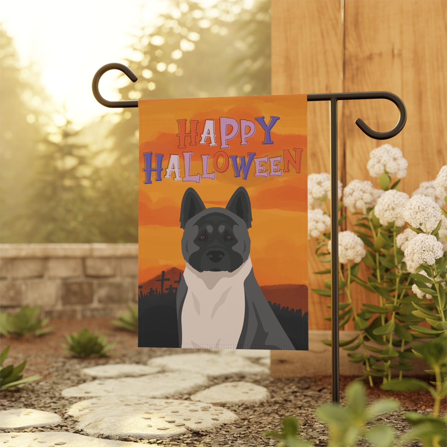 American Akita Dog Halloween Garden Flag
