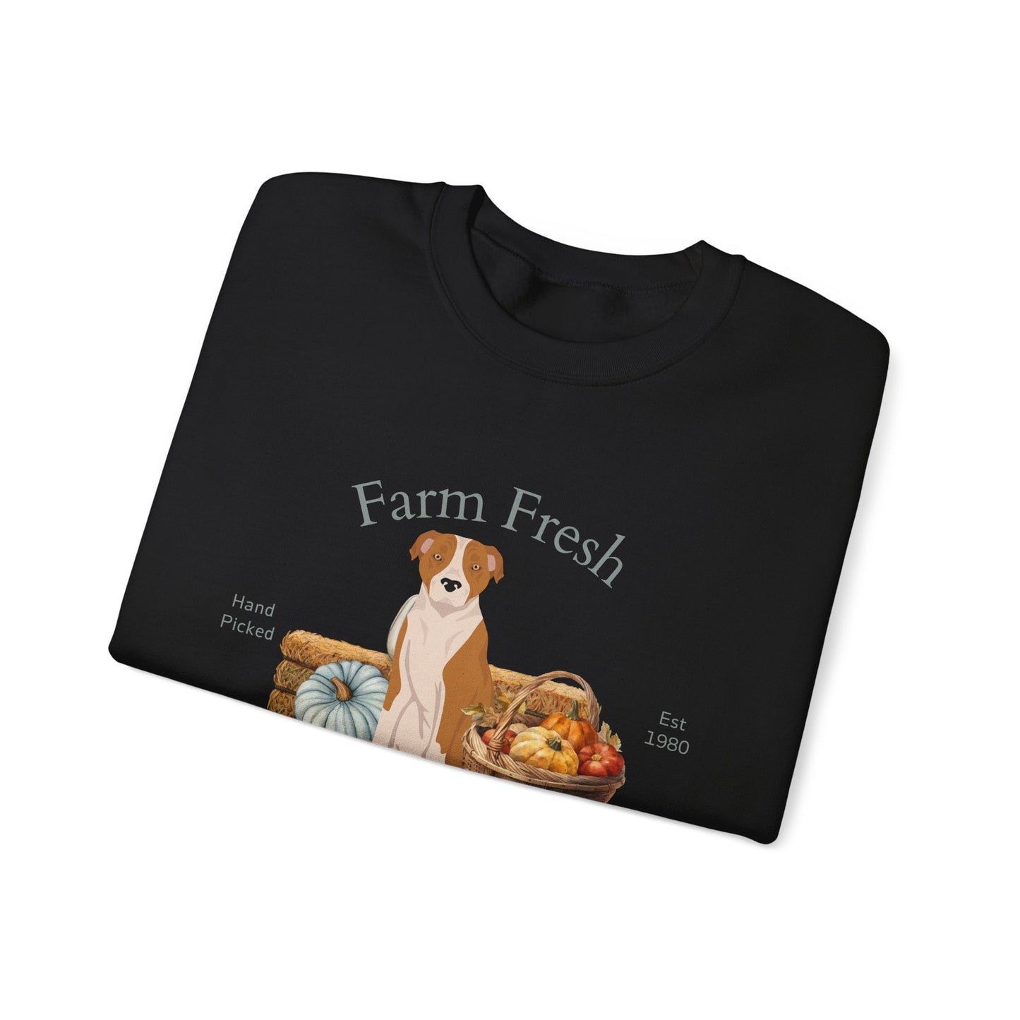 American Staffordshire Terrier Dog Fall Farm Fresh Unisex Heavy Blend Crewneck Sweatshirt