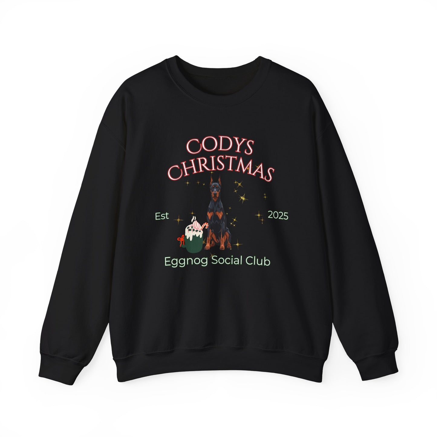 Doberman Pinscher Dog Christmas Social Club Unisex Heavy Blend Crewneck Sweatshirt Custom Name