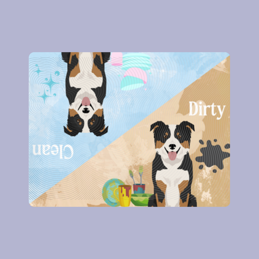 Border Collie Dog Clean & Dirty Fridge Magnet Set 3 Pack