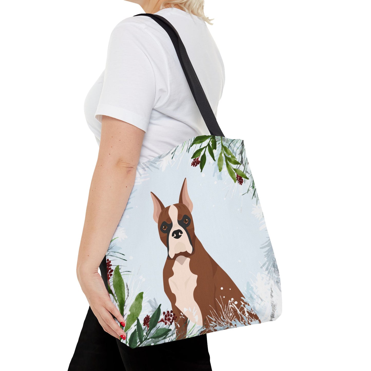 Boxer Dog Christmas Holiday Tote Bag 16x16