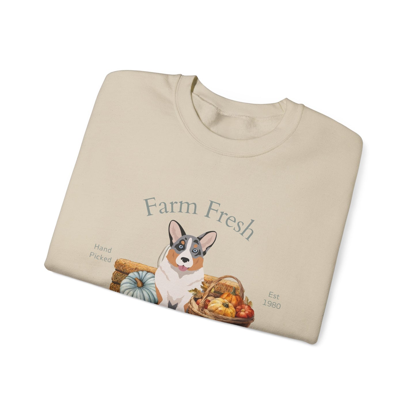 Cardigan Welsh Corgi Dog Fall Farm Fresh Unisex Heavy Blend Crewneck Sweatshirt