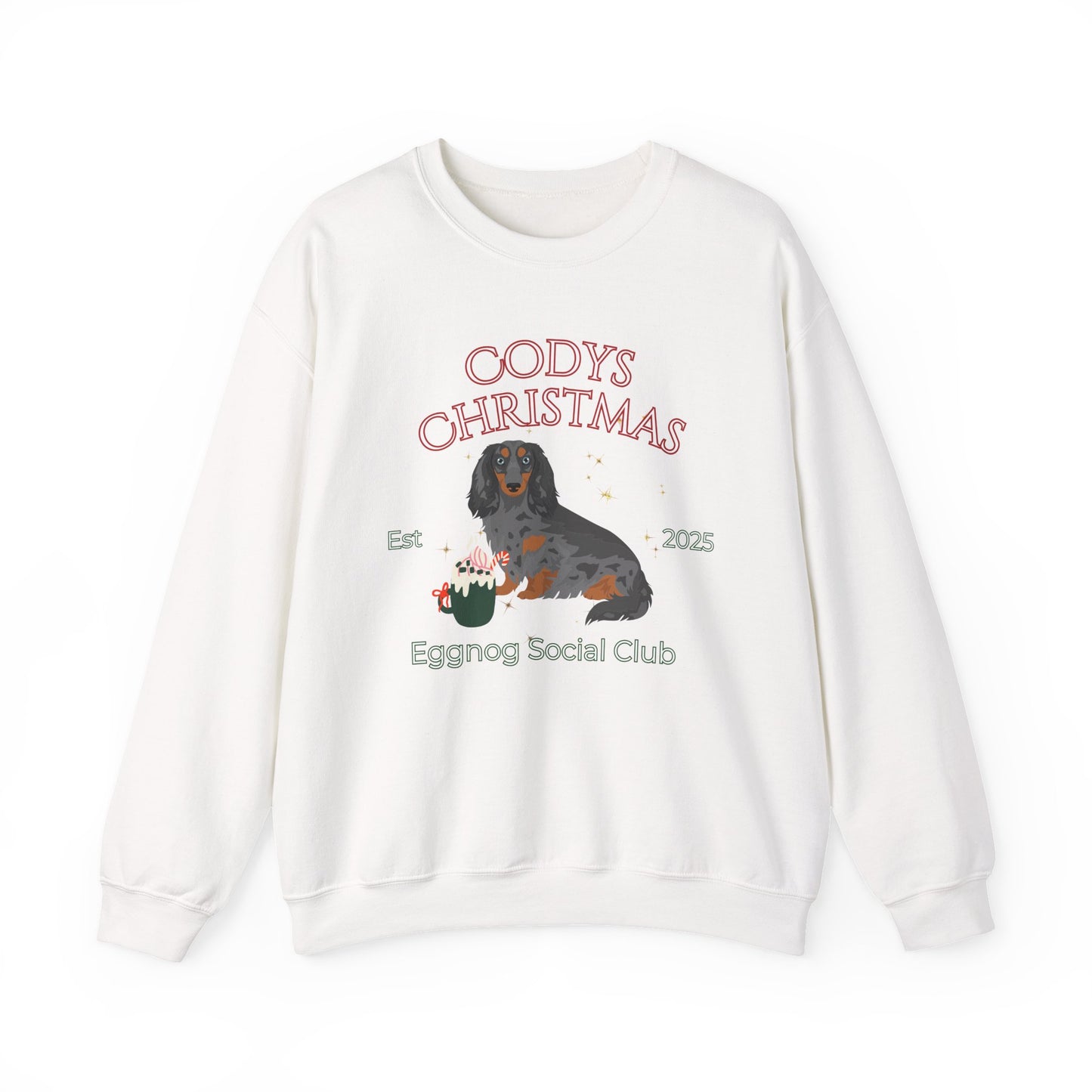 Dachshund Dog Christmas Social Club Unisex Heavy Blend Crewneck Sweatshirt Custom Name