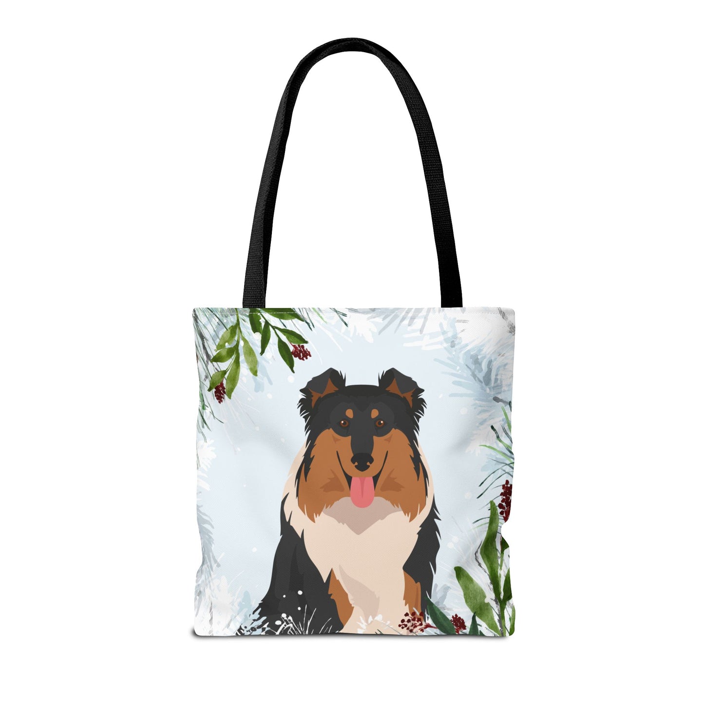 Collie Dog Christmas Holiday Tote Bag 16x16