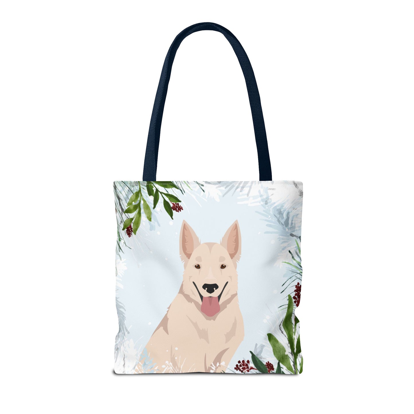 White Swiss Shepherd Dog Christmas Holiday Tote Bag 16x16