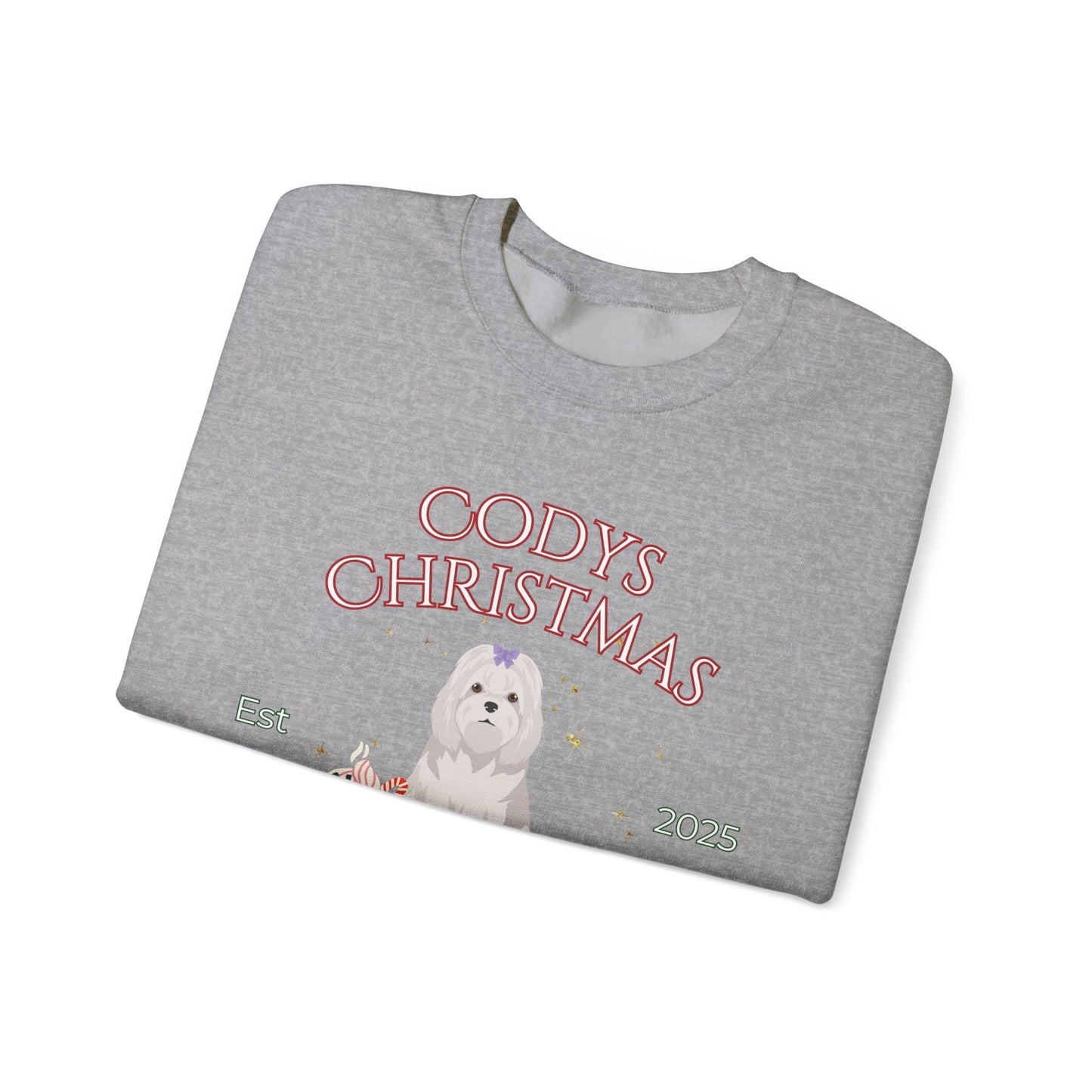 Maltese Dog Christmas Social Club Unisex Heavy Blend Crewneck Sweatshirt Custom Name