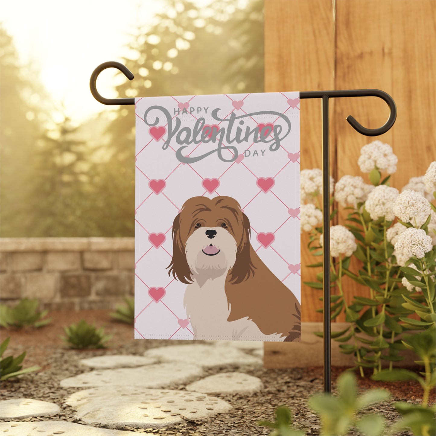 Lhasa Apso Dog Valentines Day Garden Flag