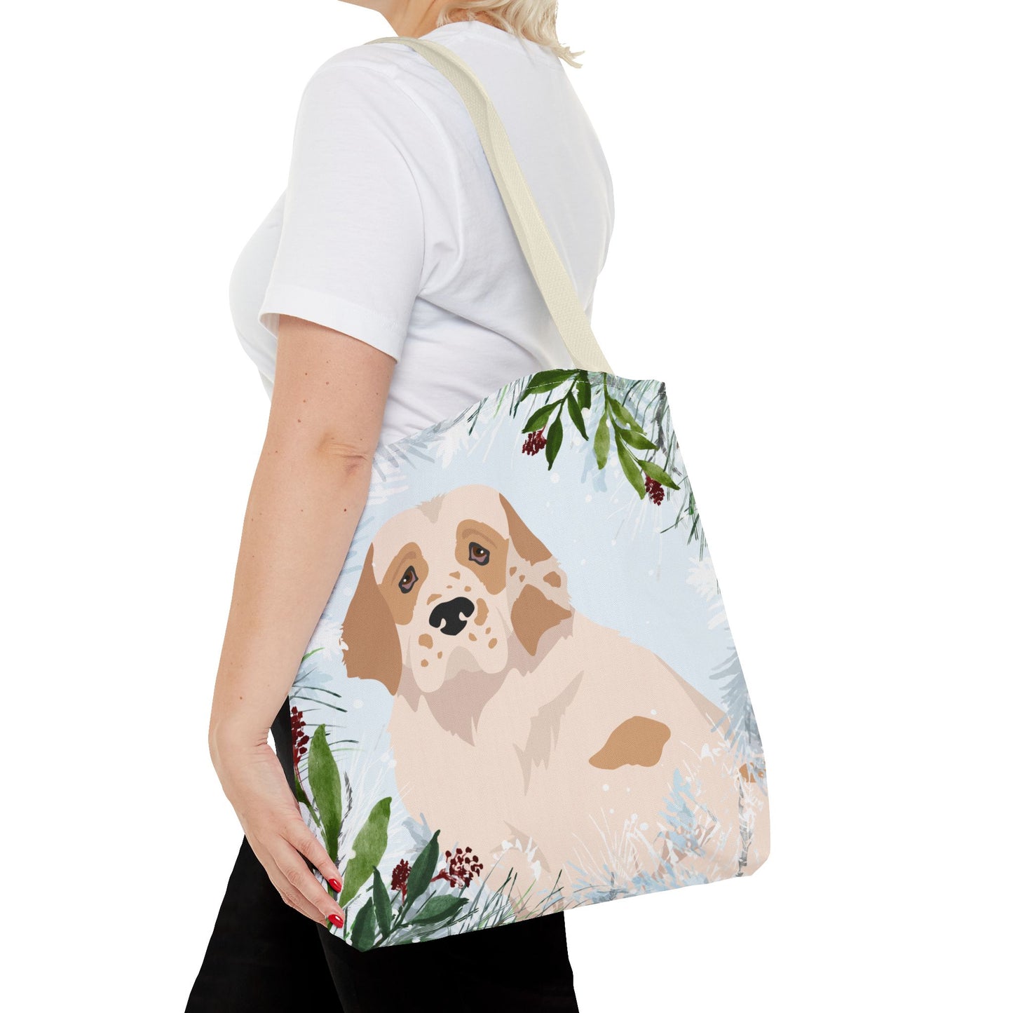 Clumber Spaniel Dog Christmas Holiday Tote Bag 16x16