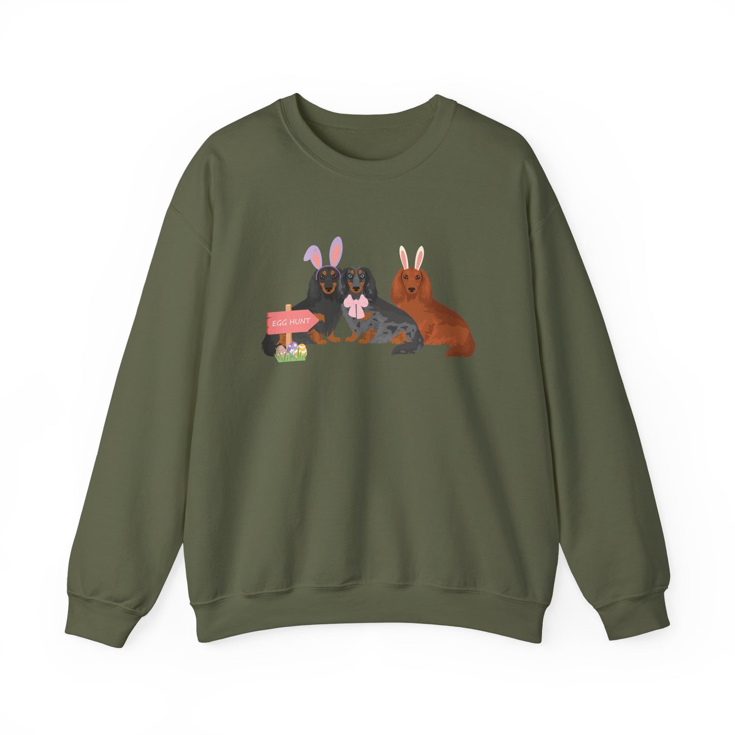 Dachshund Dog Easter Unisex Heavy Blend Crewneck Sweatshirt, easter, Cute Dog Mom Gift