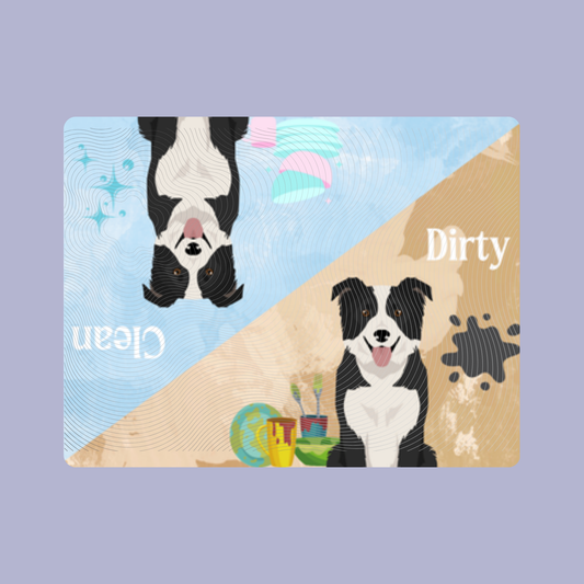 Border Collie Dog Clean & Dirty Fridge Magnet Set 3 Pack