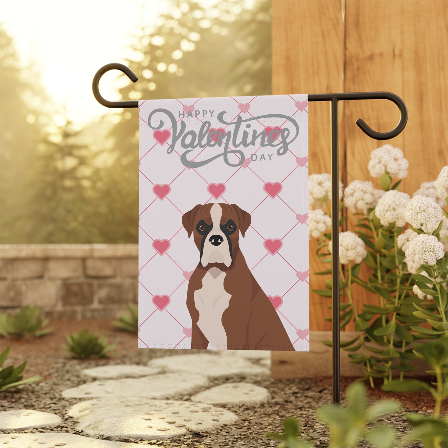 Boxer Dog Valentines Day Garden Flag