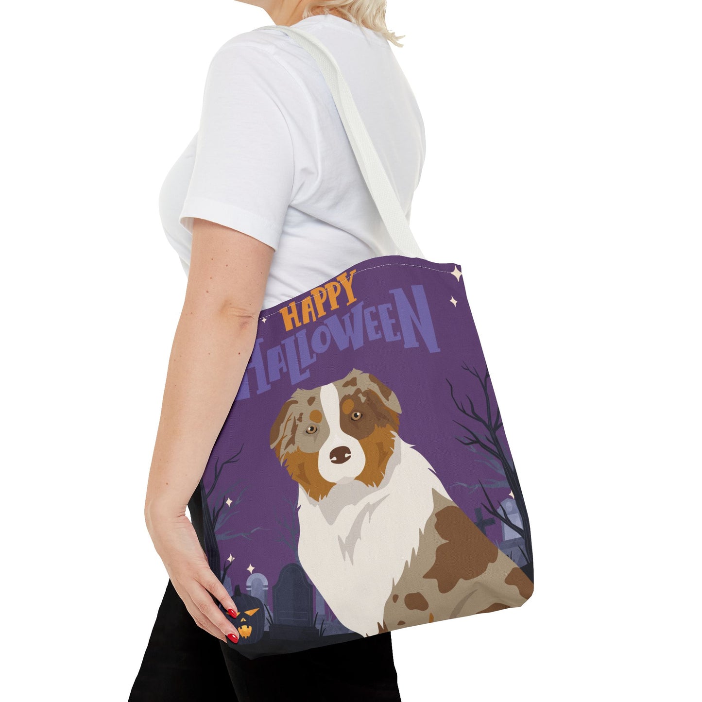 Australian Shepherd Dog Happy Halloween Tote Bag 16x16