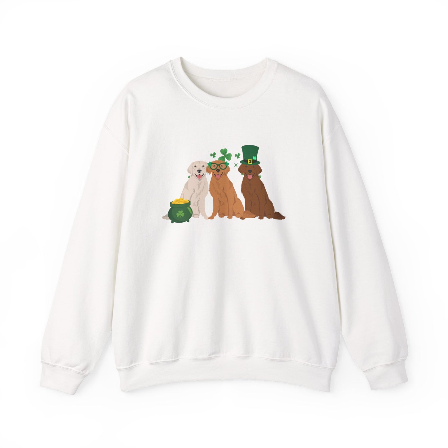 Golden Retriever Dog St Patricks Day Unisex Heavy Blend Crewneck Sweatshirt, St Pattys day, Cute Dog Mom Gift
