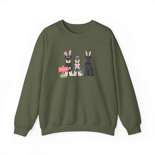 Schnauzer Dog Easter Unisex Heavy Blend Crewneck Sweatshirt, easter, Cute Dog Mom Gift