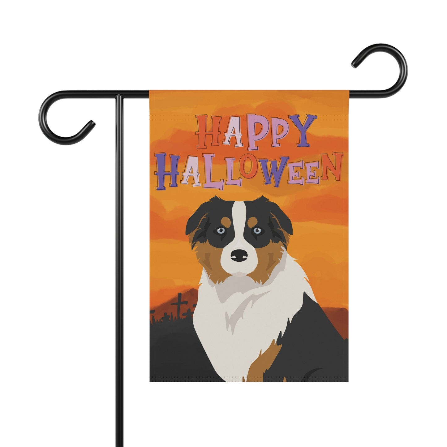 Australian Shepherd Dog Halloween Garden Flag