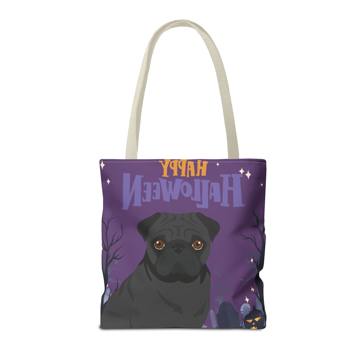 Pug Dog Happy Halloween Tote Bag 16x16