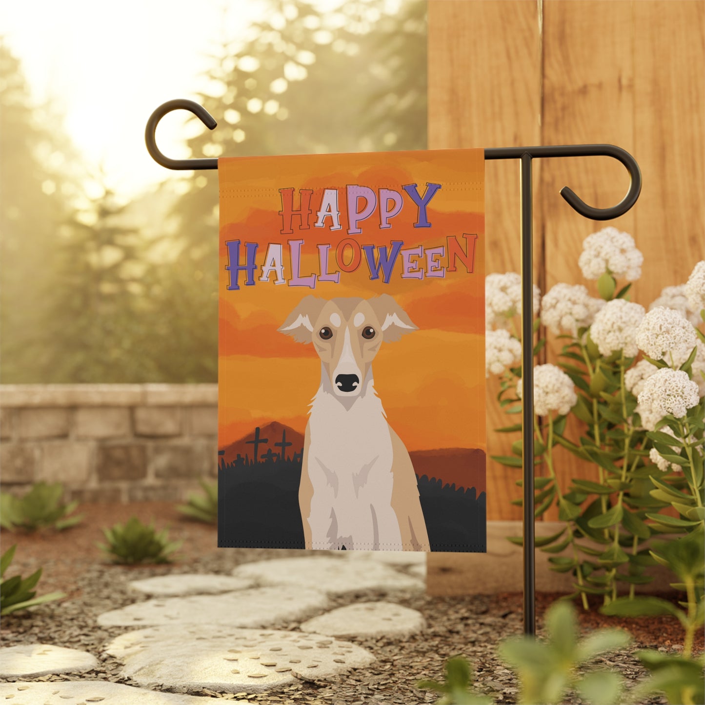 Silken Windhound Dog Halloween Garden Flag
